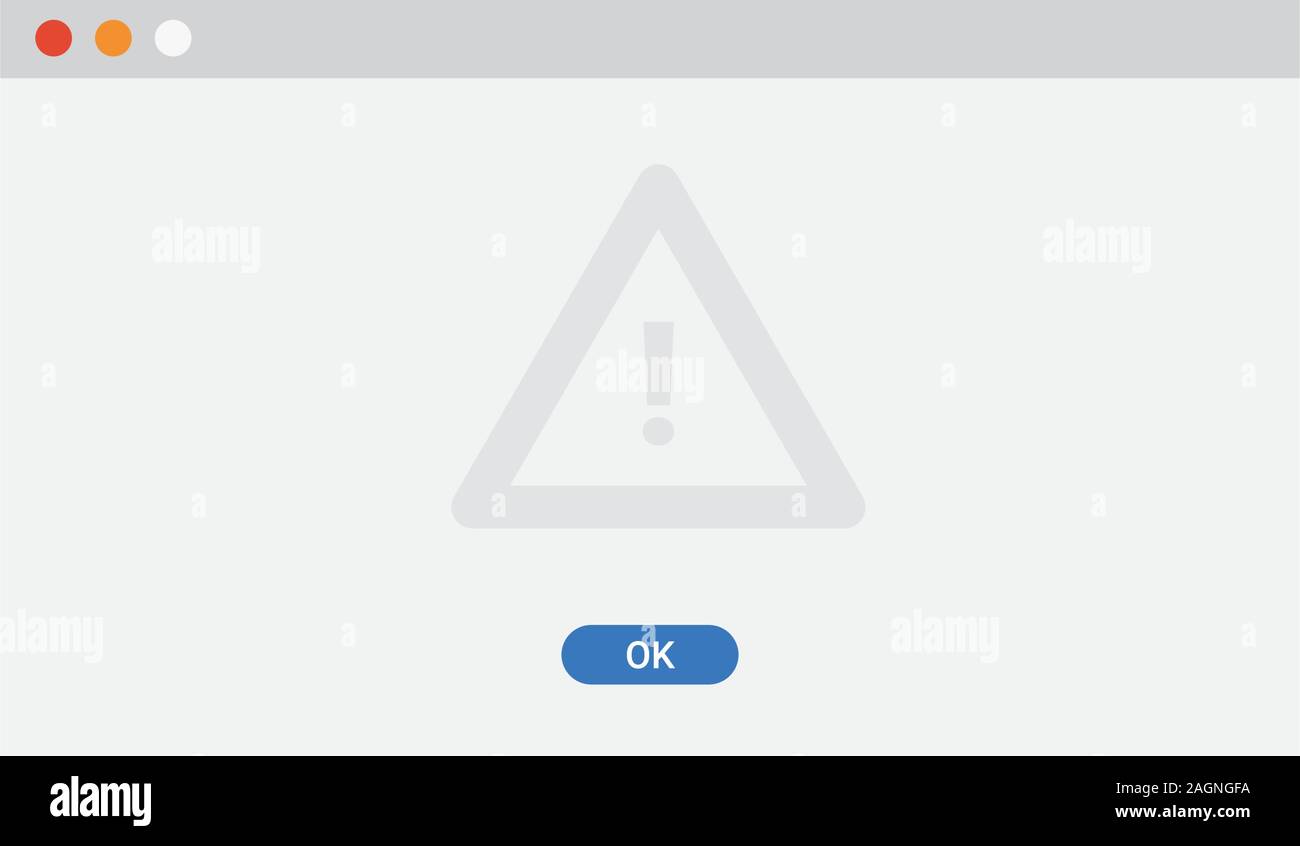 Leere Warnung app Panel mit der Taste Schließen der oberen linken Stock Vektor