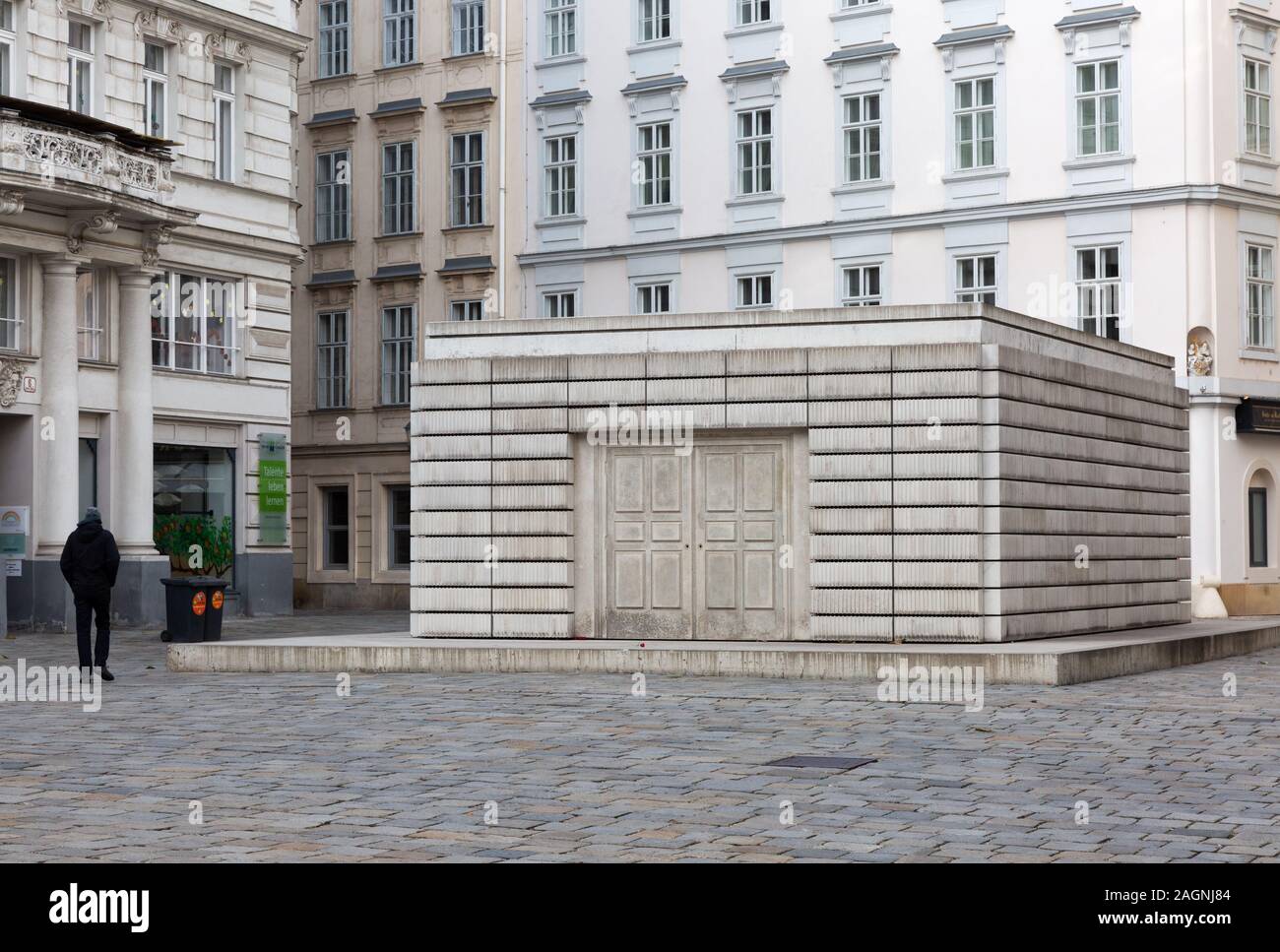 Gedenkstätte Judenplatz Wien, Gedenkstätte für die österreichischen juden, die im 2. Weltkrieg beim Holocaust getötet wurden; Judenplatz, Wien Österreich Europa Stockfoto