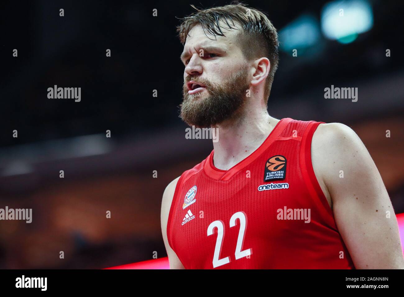Berlin, Deutschland, 18. Dezember 2019: Portrait von Danilo Barthel des FC Bayern München Basketball während der EuroLeague Basketball Spiel Stockfoto