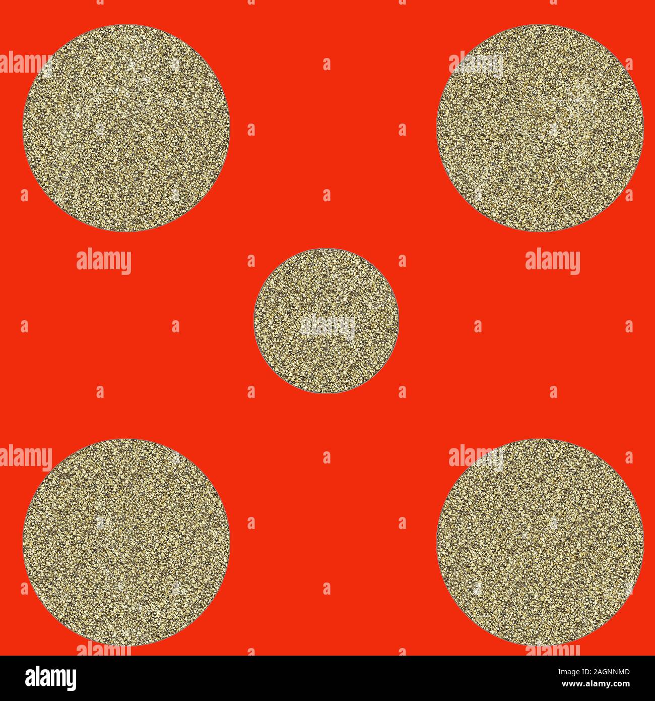 Glitter gold Dots auf rotem Hintergrund nahtlose Muster für Grafik Design Projekte. Toll für das chinesische Neujahr Themen, ein Würfel mit Nummer 5 Thema. Stockfoto