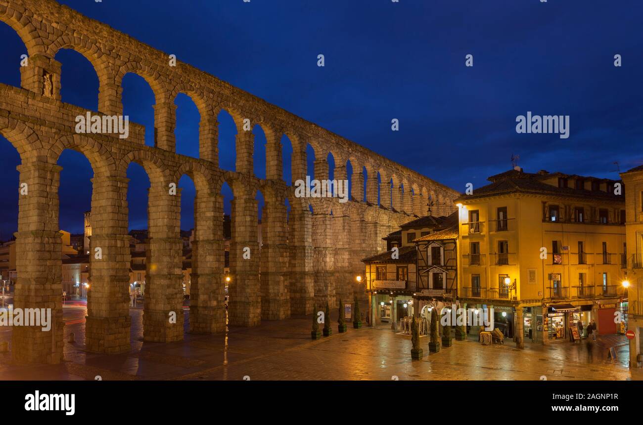 Römisches Aquädukt von Segovia, Castilla La Mancha, Spanien Stockfoto