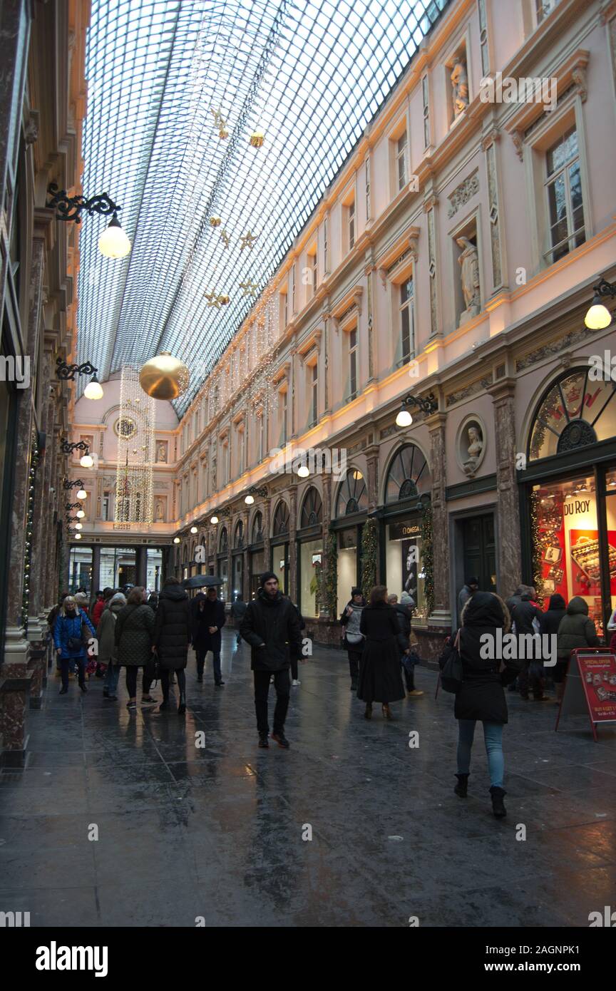 Royal Gallery of Saint Hubert, Einkaufspassage zu Weihnachten, Brüssel, Belgien Stockfoto