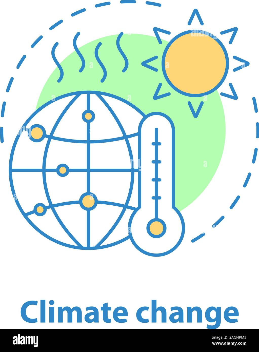 Die globale Erwärmung Konzept Symbol. Elementarrisiken Idee dünne Linie Abbildung. Globale Probleme. Klima ändern. Vektor isoliert Maßbild Stock Vektor