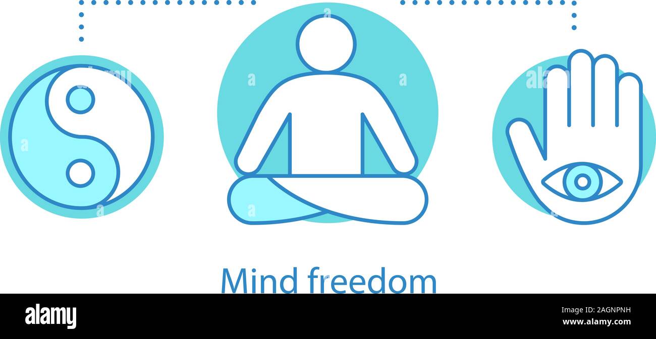 Geist Freiheit Konzept Symbol. Yoga Idee dünne Linie Abbildung. Meditation. Wellness. Vektor isoliert Maßbild Stock Vektor