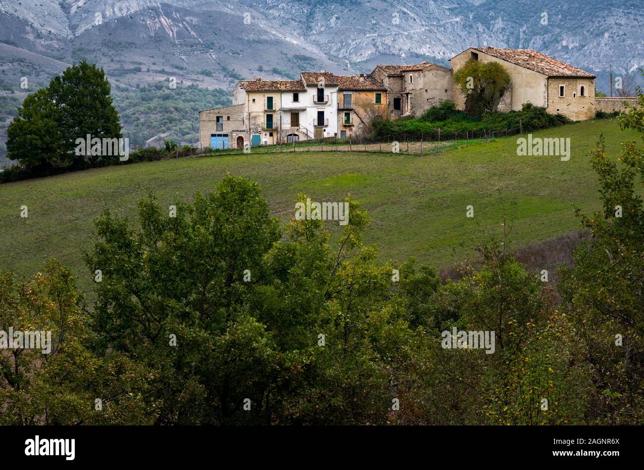 Mittelalterliches Dorf, Goriano Valli, L'Aquila Stockfoto