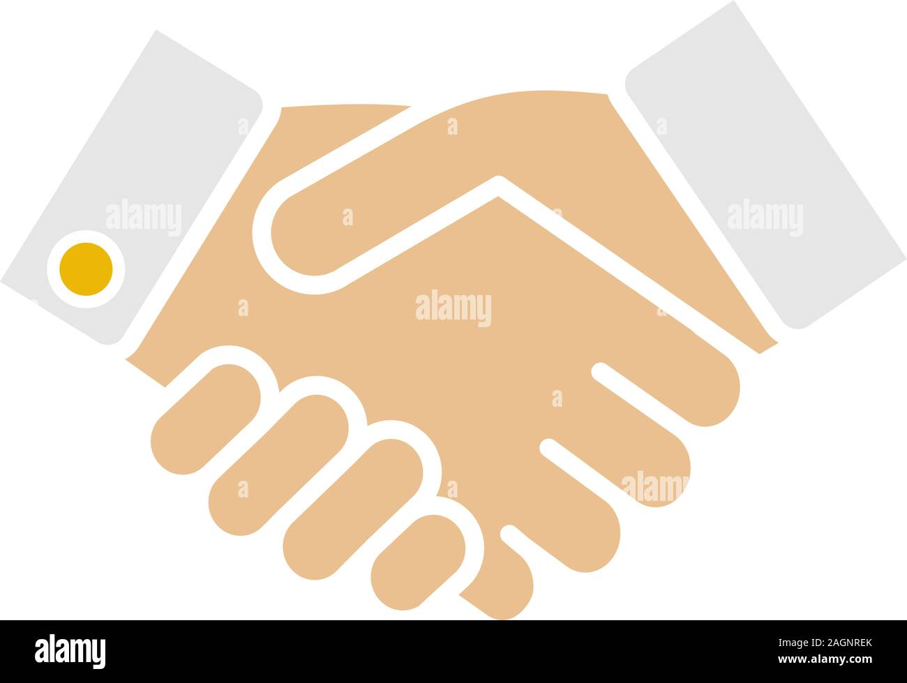 Handshake Glyphe Farbe Symbol. Partnerschaft. Business-Vereinbarung. Silhouette Symbol auf weißem Hintergrund ohne Grenzen. Negativer Platz. Vektor illustratio Stock Vektor