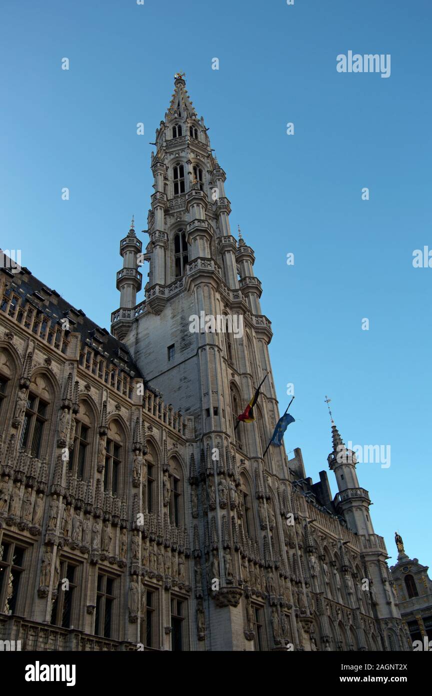 Grand Place (Grote Markt) an Weihnachten, Brüssel, Belgien Stockfoto