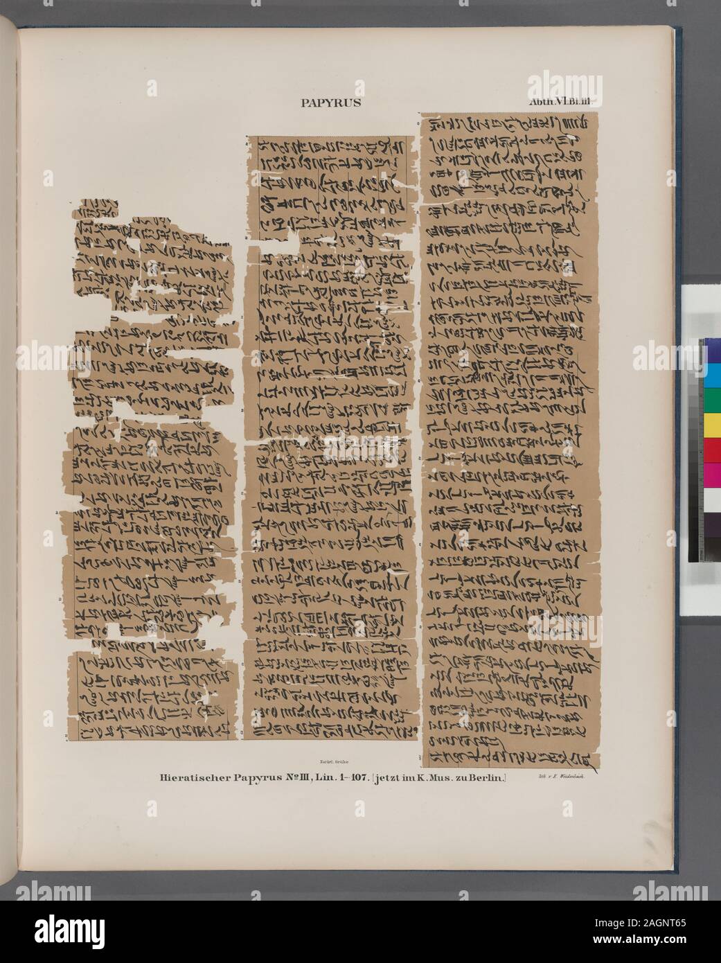 Papyrus. Hieratischer Papyrus. Nr. III, Lin. 1107. [Jetzt im K. Museum