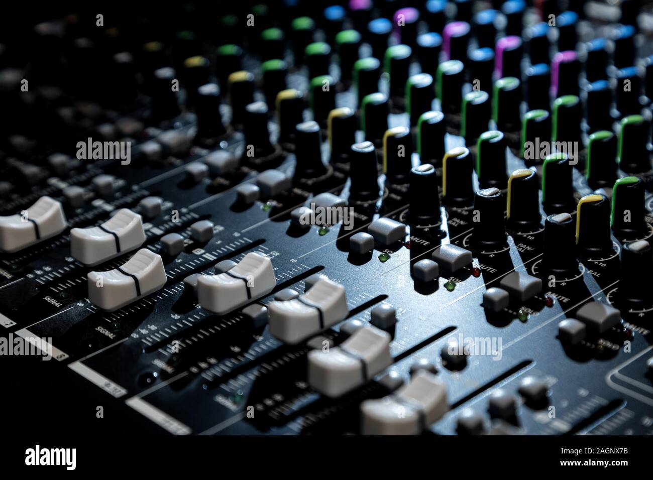 Audio Mixer Konsole, in der Nähe Stockfoto