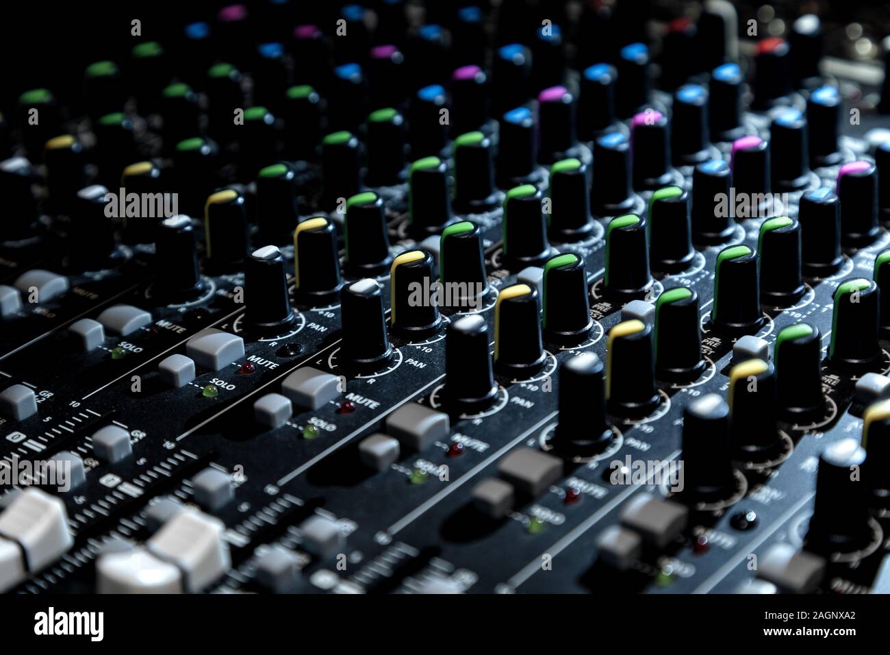 Audio Mixer Konsole, in der Nähe Stockfoto