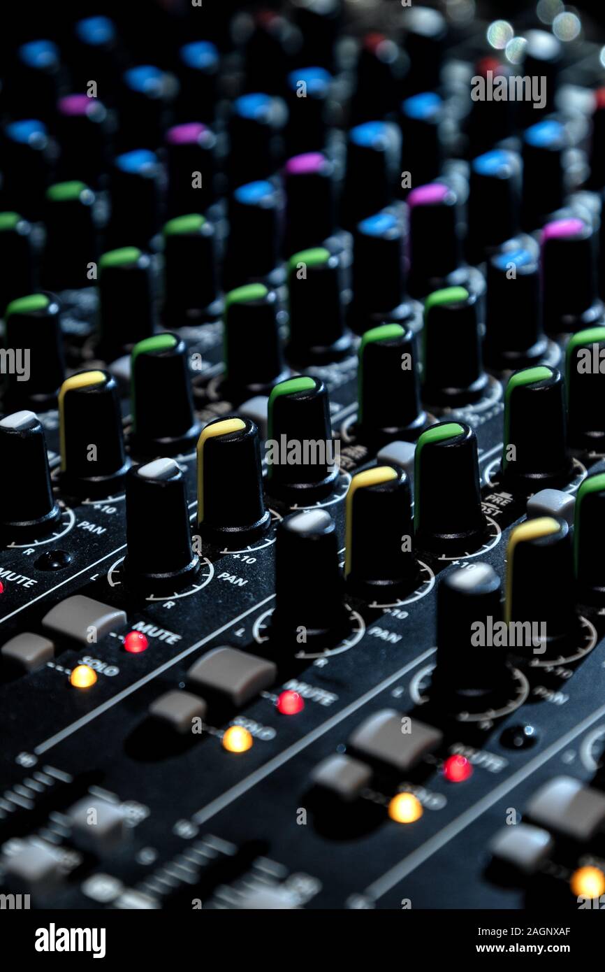 Audio Mixer Konsole, in der Nähe Stockfoto