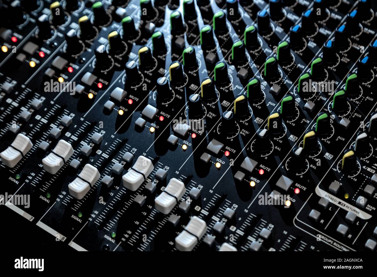 Audio Mixer Konsole, in der Nähe Stockfoto