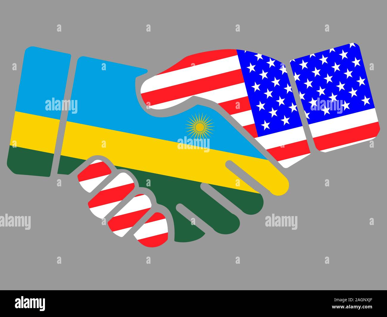 Ruanda und USA Flaggen Handshake Vektor Stock Vektor