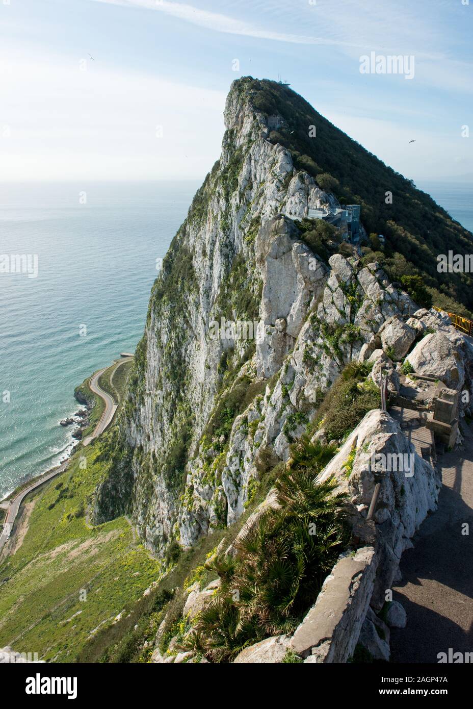 Blick nach Süden über den südlichen Felsen von Gibraltar. Gibraltar, Vereinigtes Königreich Stockfoto