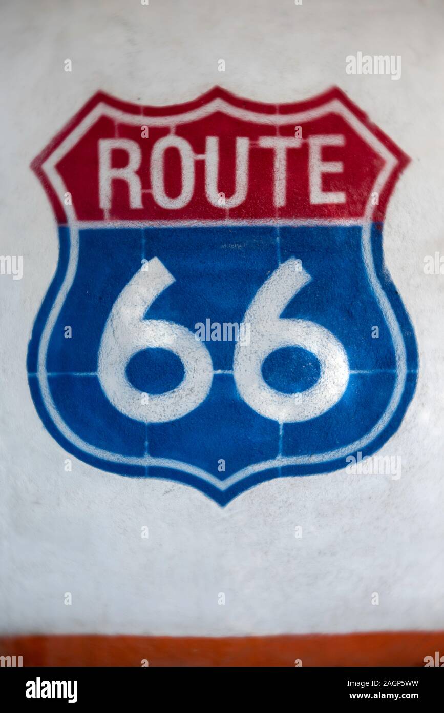 66 Symbol, Seligman, Arizona Route Stockfoto