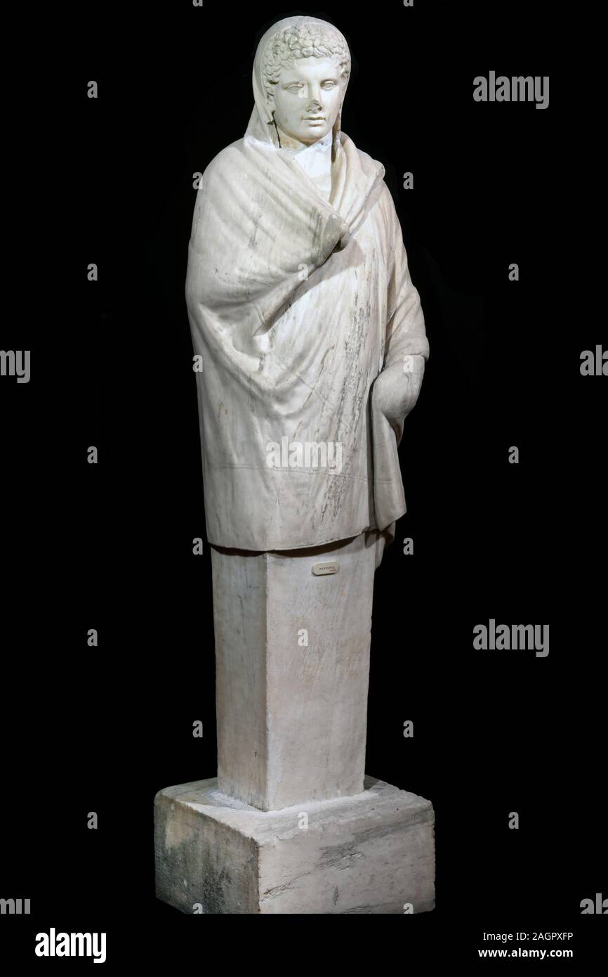 Herma von Hermes (Tempio di Apollo). Museum: Museo Archeologico Nazionale di Napoli. Thema: Klassische Skulptur Kunst des antiken Rom. Stockfoto