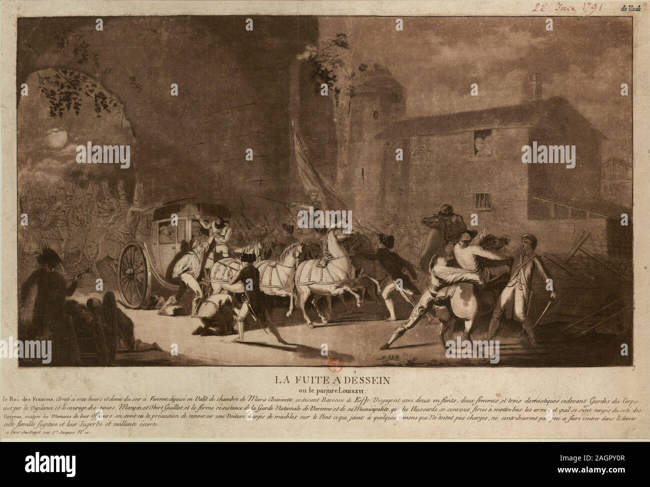 Die Flucht nach Varennes (Fuite à Varennes). Museum: BIBLIOTHEQUE NATIONALE DE FRANCE. Autor: Laurent GUYOT. Stockfoto