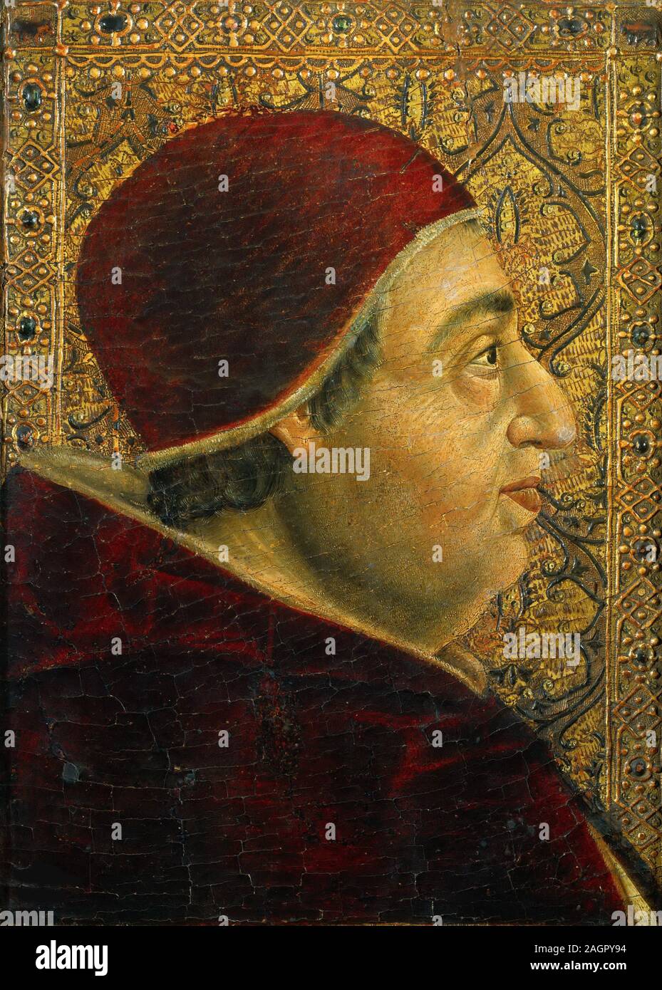 Porträt von Papst Alexander VI. (1431-1503). Museum: Musei Vaticani in Viale Vaticano, Rom. Autor: anonym. Stockfoto