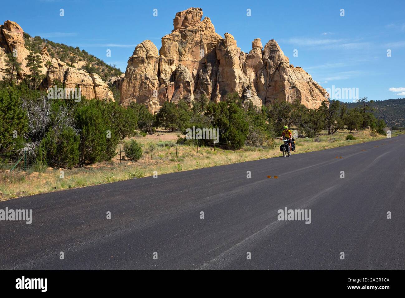 NM 00216-00 ... NEW MEXICO State Route 117 in El Malpais National Monument südlich von Zuschüssen, im El Malpais Alternative Route der Großen bekannten Teilen Stockfoto