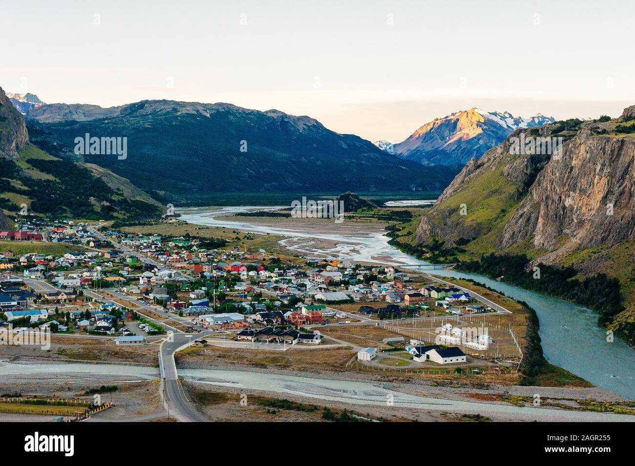 El Chaltén, kleines Bergdorf im südlichen Patagonien, Argentinien - august, 2019 Stockfoto