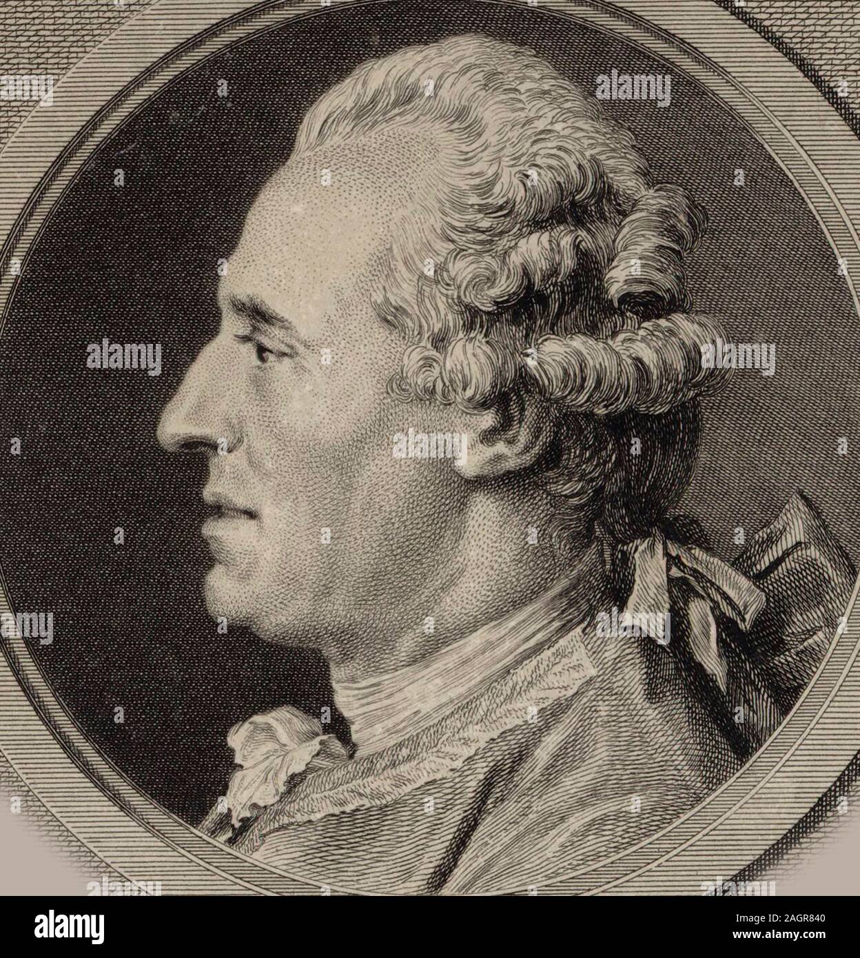Porträt des Violinisten und Komponisten Jean Joseph Cassanéa de Mondonville (1711-1772). Museum: private Sammlung. Autor: AUGUSTIN DE SAINT-AUBIN. Stockfoto