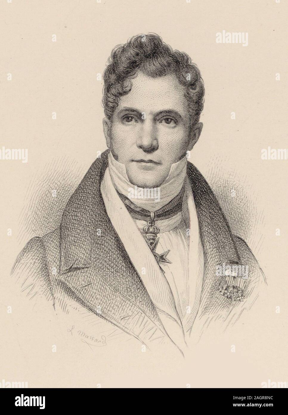 Porträt des Dirigenten und Komponisten Gaspare Spontini (1774-1851). Museum: private Sammlung. Autor: LEOPOLD MASSARD. Stockfoto