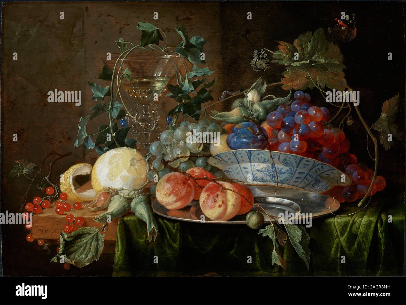 Stillleben mit Obst und ein Glas à la Façon de Venise. Museum: Musée National d'Histoire et d'Art, Luxemburg. Autor: JAN DAVIDSZ DE HEEM. Stockfoto