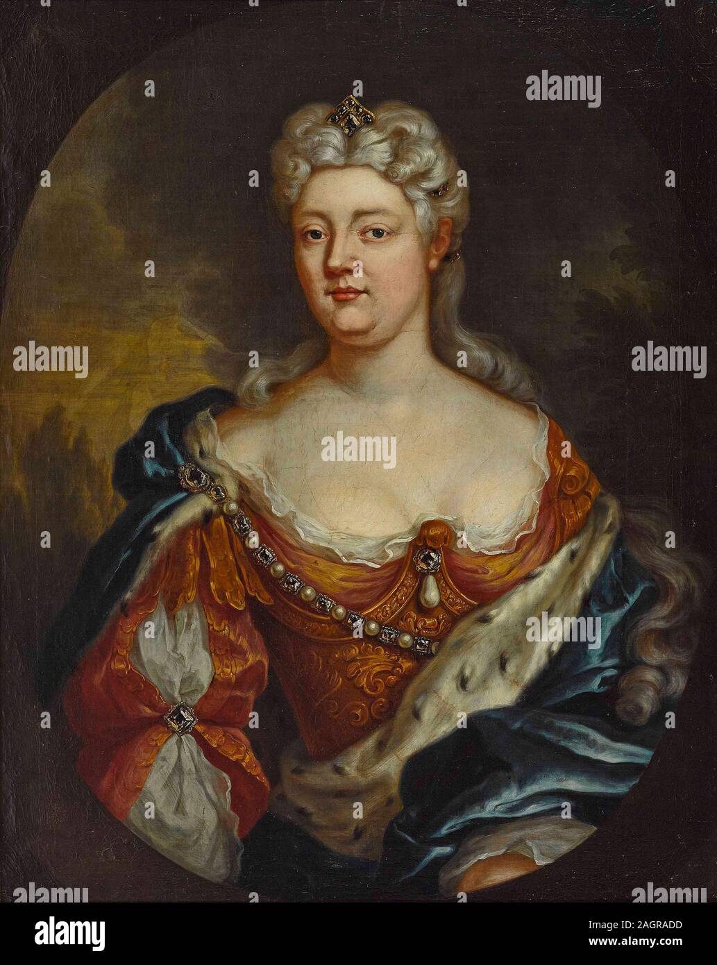 Porträt der Gräfin Caroline von Nassau-Saarbrücken (1704-1774). Museum: private Sammlung. Autor: anonym. Stockfoto