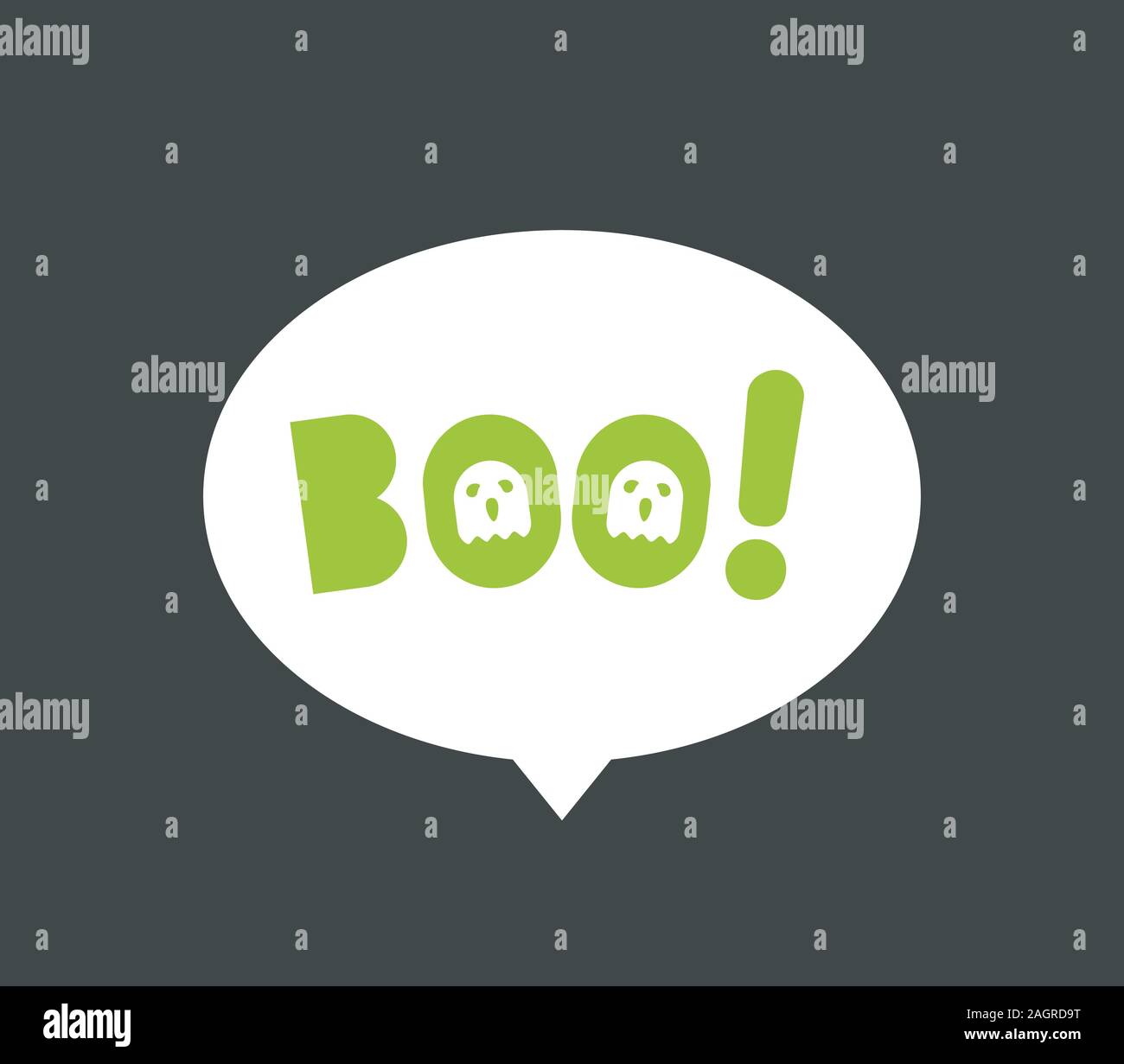 Grüne buh Buchstaben auf bubble Rede Stock Vektor