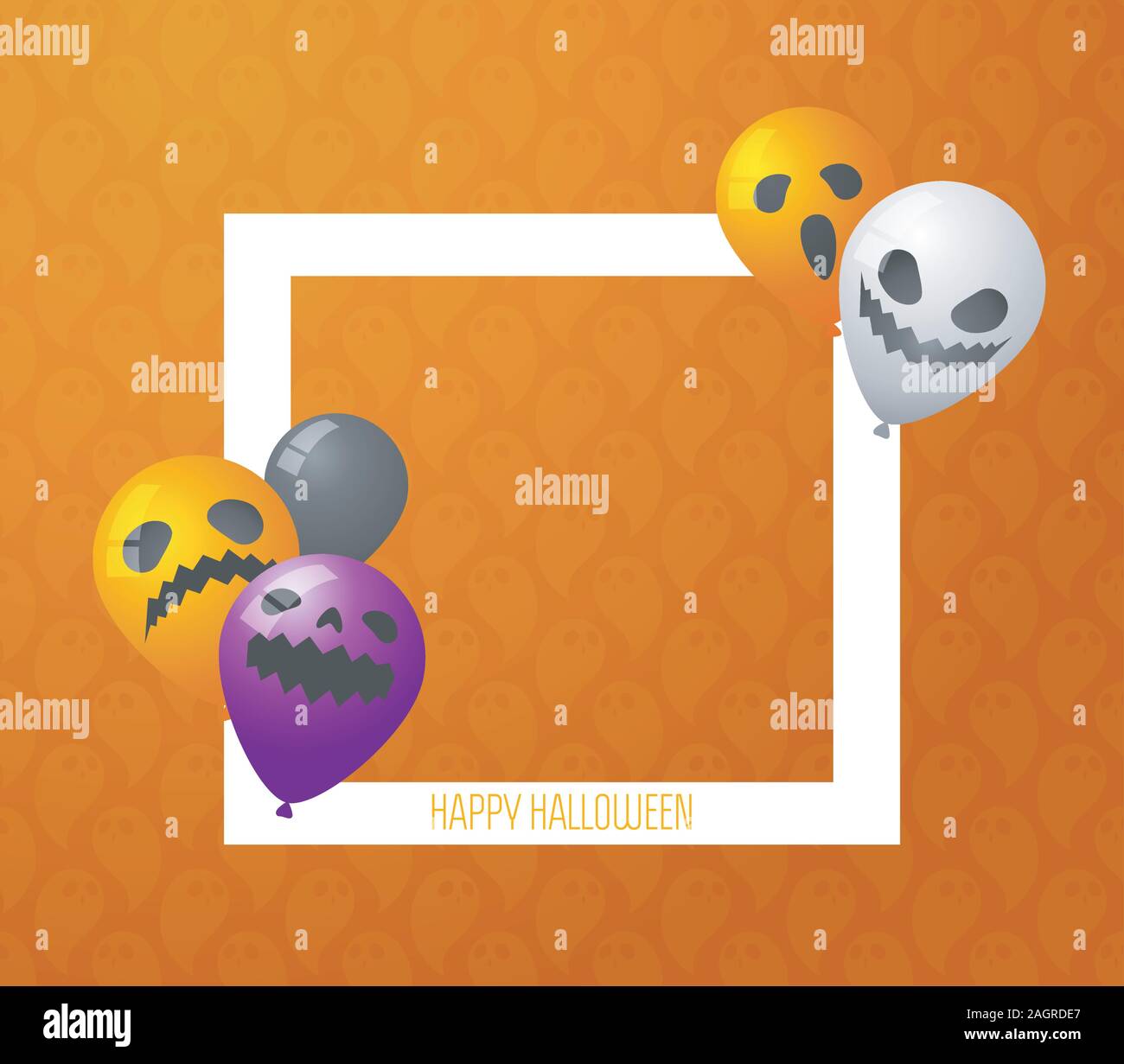 Halloween Rahmen mit unheimlichen Ballon in Orange Hintergrund Stock Vektor