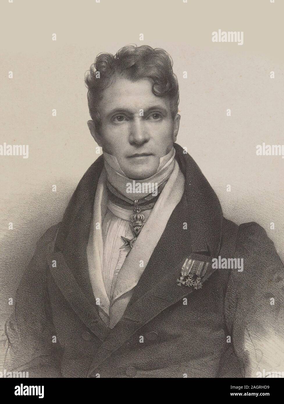 Porträt des Dirigenten und Komponisten Gaspare Spontini (1774-1851). Museum: private Sammlung. Autor: Pierre Louis Henri Grevedon. Stockfoto