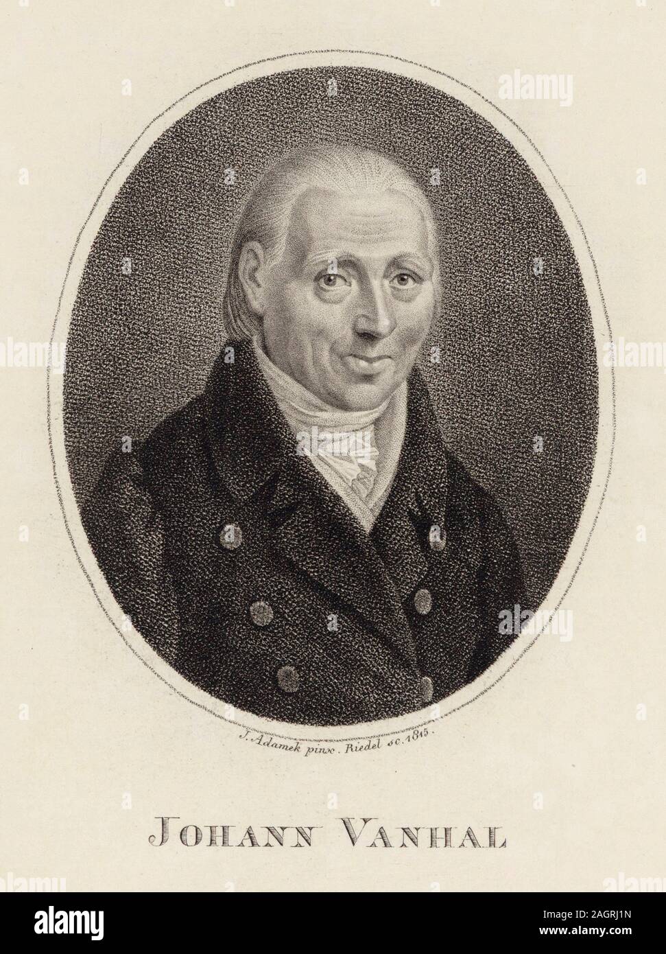 Portrait des Komponisten Johann Baptist Wanhal (1739-1813). Museum: private Sammlung. Autor: Johann Adamek. Stockfoto