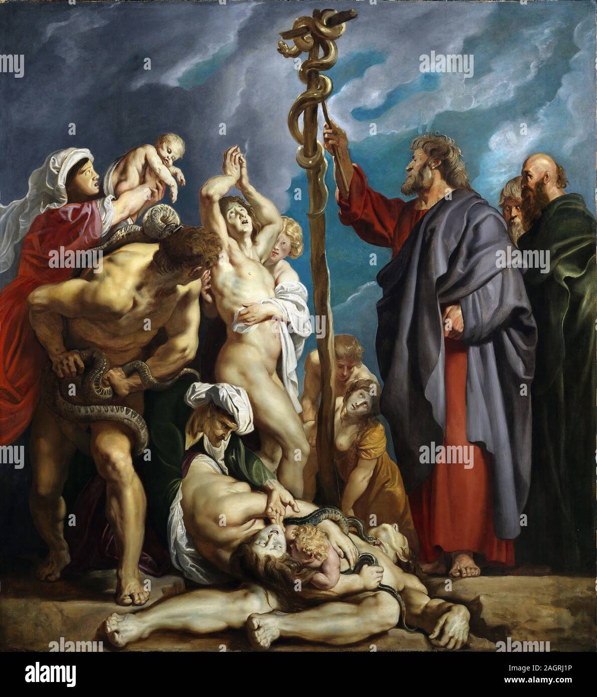 Mose und die eherne Schlange. Museum: Courtauld Institute, London. Autor: Pieter Paul Rubens. Stockfoto