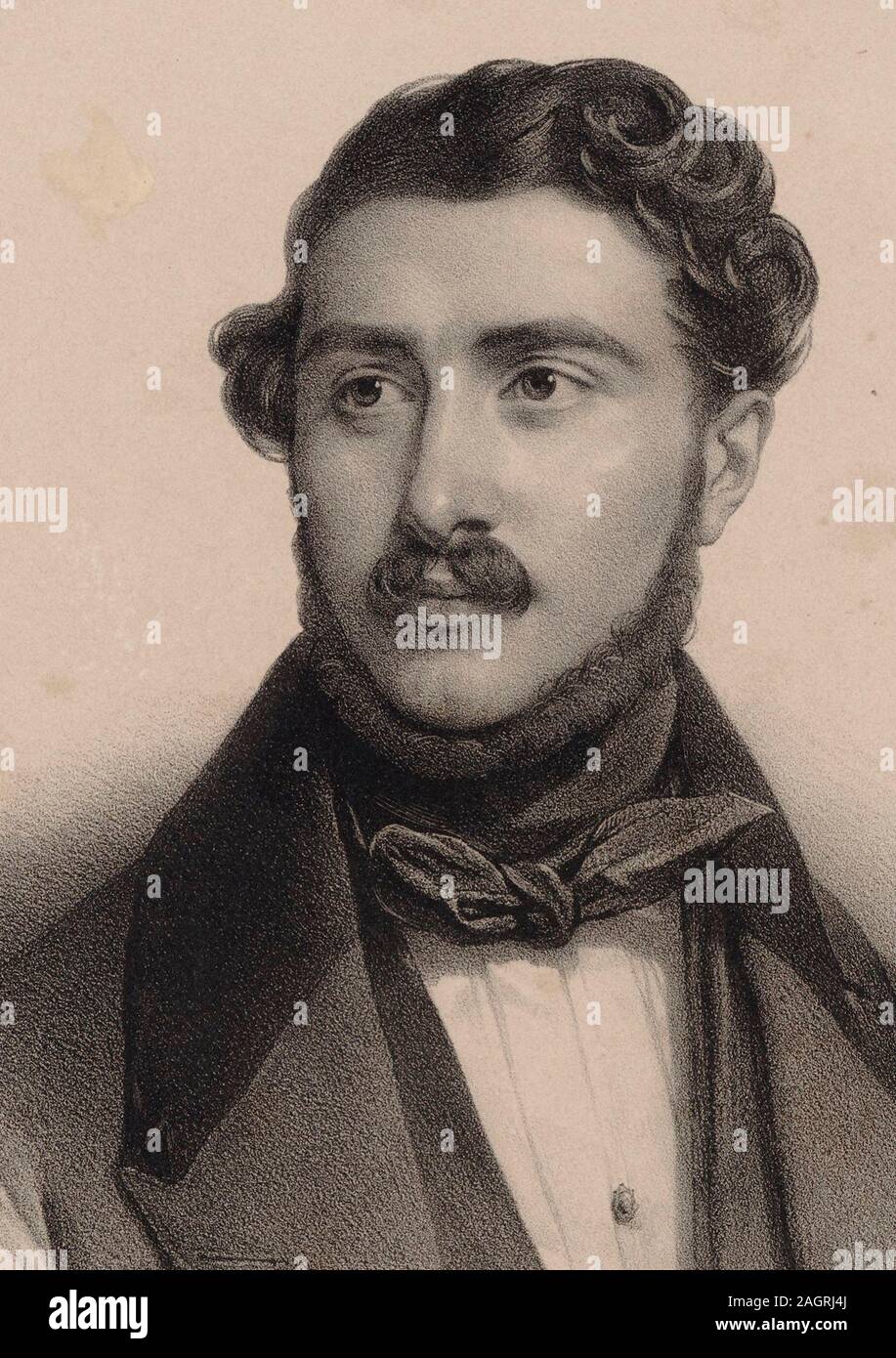 Portrait des Komponisten Theodore Labarre (1805-1870). Museum: private Sammlung. Autor: Pierre Louis Henri Grevedon. Stockfoto