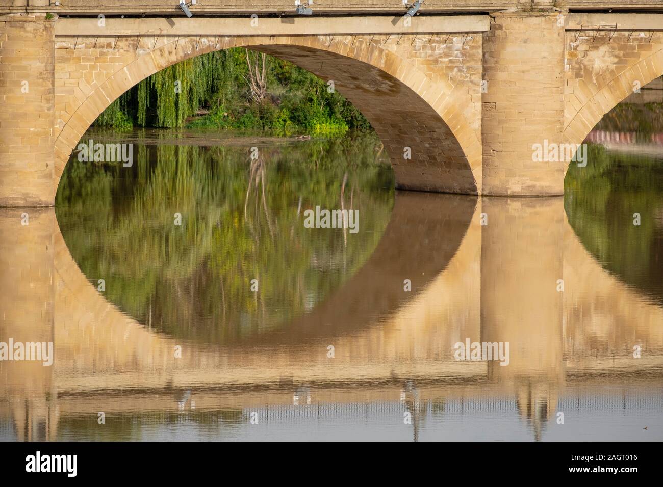 Puente de Piedra, Puente de San Juan de Ortega, 1884, Logroño, La Rioja, Spanien, Europa. Stockfoto