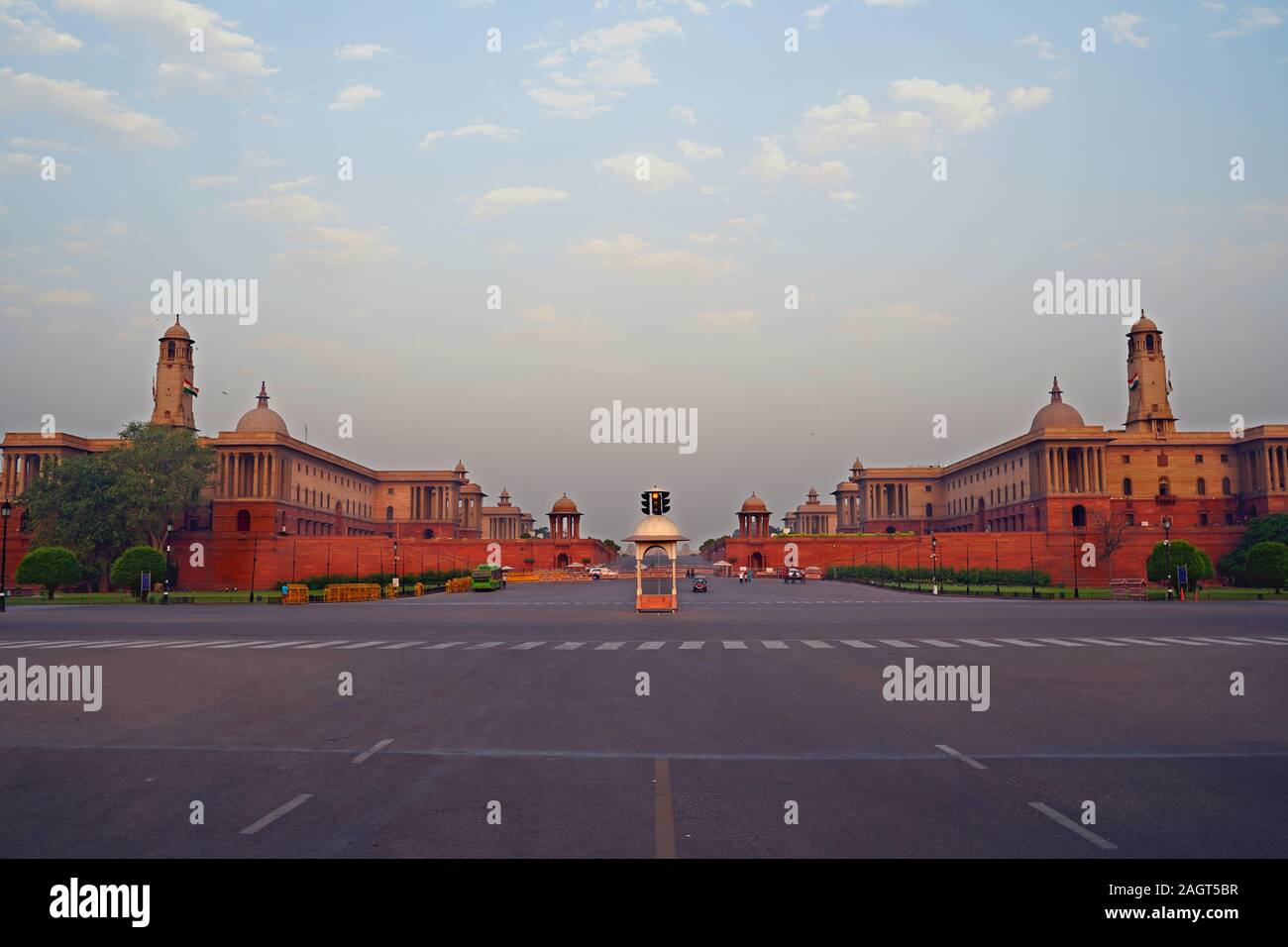 Den Rashtrapati Bhavan, die offizielle Residenz des Präsidenten von Indien am westlichen Ende der Rajpath in Neu Delhi, Indien. Stockfoto