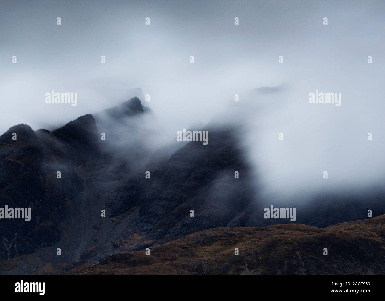 Foto von © Jamie Callister. Die Cuillin Mountains, Insel Skye, North West Scotland, Großbritannien, 27. November 2019. Stockfoto