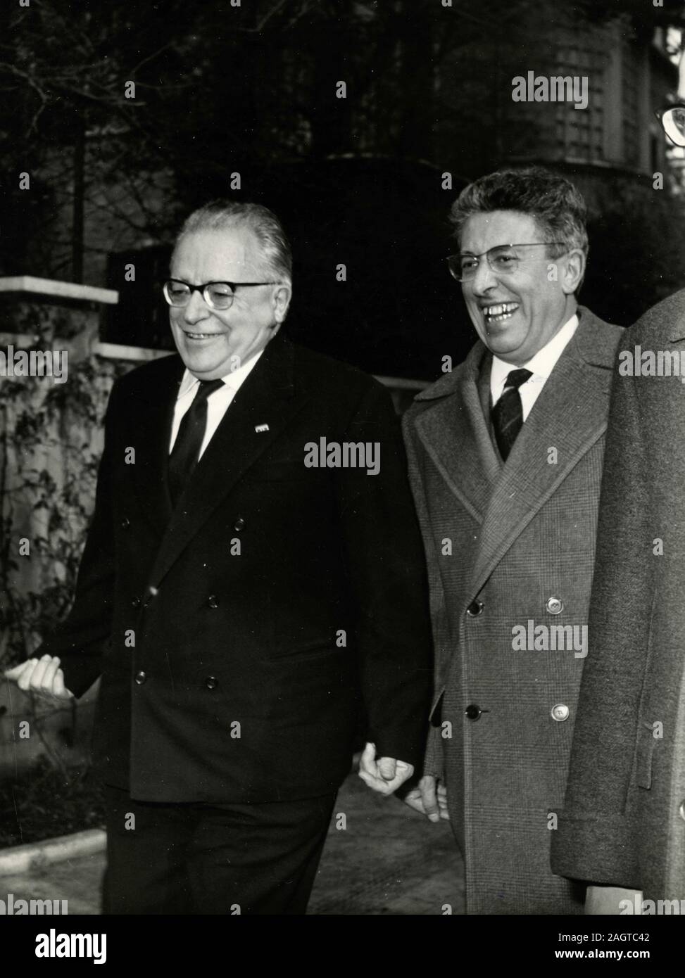 Italienische Politiker Palmiro Togliatti und Pietro Secchia, Rom, Italien 1962 Stockfoto