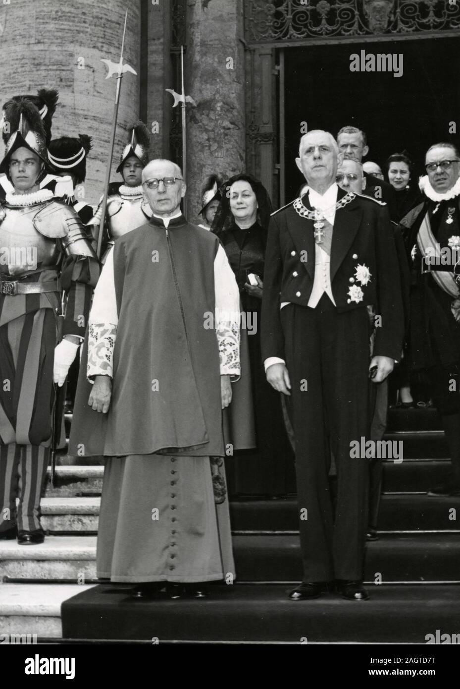 Der französische Präsident Charles de Gaulle den Besuch der Papst, Vatikan, Italien 1960 Stockfoto