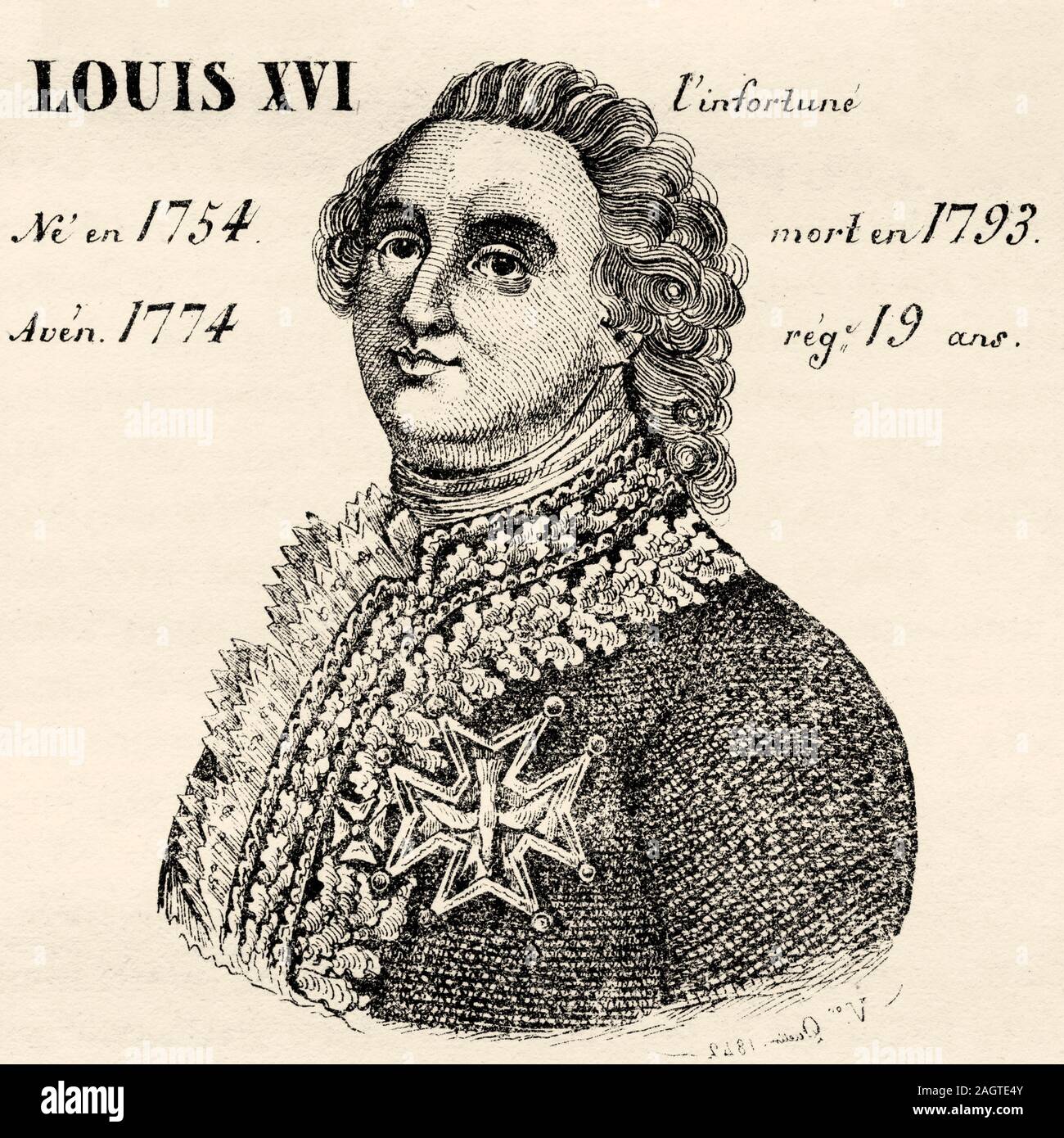 Porträt von Louis XVI der Restaurator der Französischen Liberty (1754 - 1793). König von Frankreich von 1774 bis 1793. Haus Bourbon. Geschichte Frankreichs, aus. Stockfoto