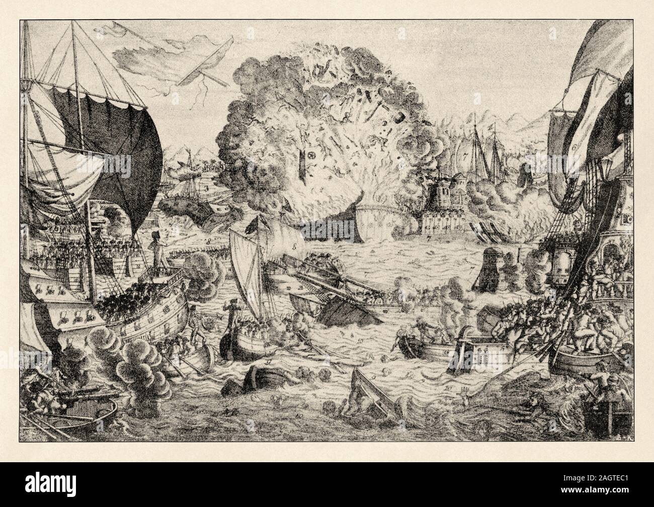 Der Kampf des Nils. Schlacht von aboukir Bay war eine grosse Seeschlacht zwischen der britischen Royal Navy und der Marine der Französischen Republik am Ab kämpfte Stockfoto