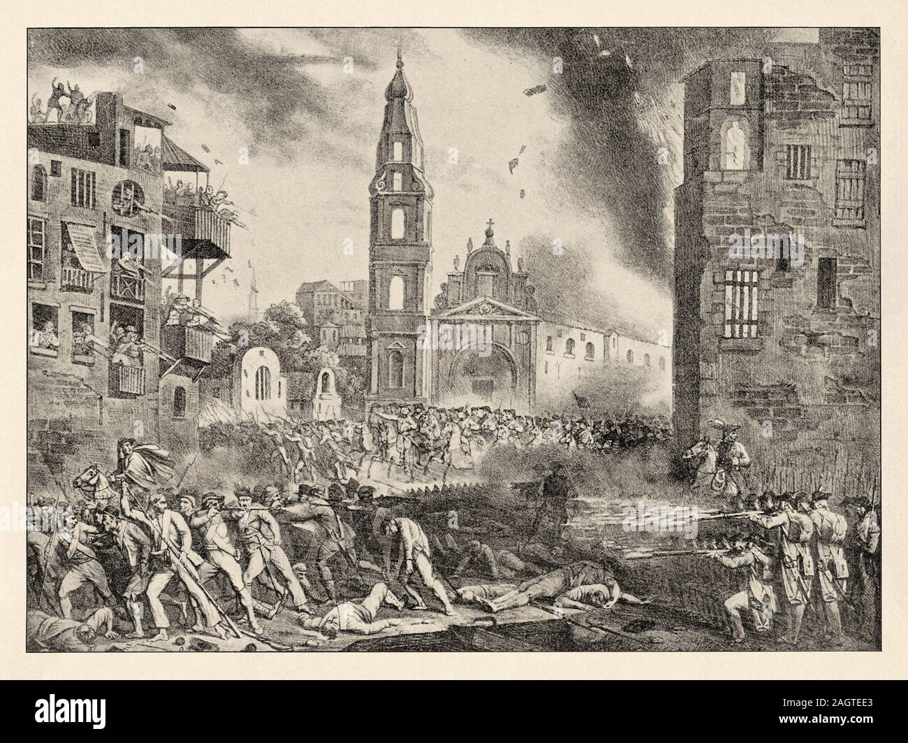 Die Erfassung von Neapel. Eintrag von französischen Truppen in Neapel am 23. Januar 1799. Geschichte Frankreichs, alte eingravierten Abbildung Bild aus dem Buch Histoi Stockfoto