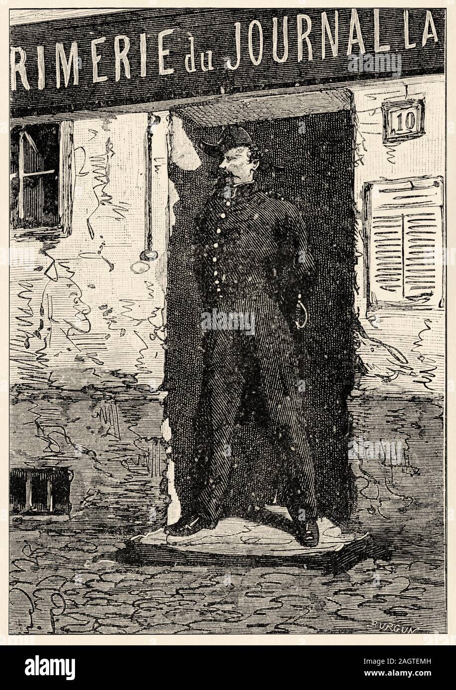 Staatsstreich vom Dezember 1851. Alle Zeitungen eliminiert werden, alle Druckmaschinen werden von der öffentlichen Gewalt besetzt.. Geschichte Frankreichs, alte graviert Ich Stockfoto