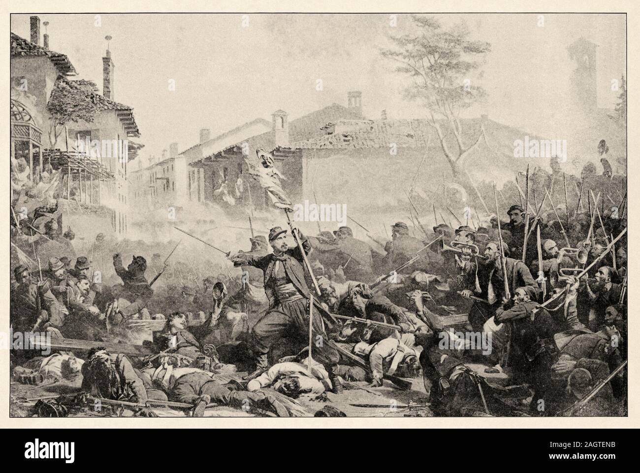 Der Krieg in Italien. Die Schlacht von Magenta wurde am 4. Juni 1859 während der zweiten italienischen Unabhängigkeitskrieg gekämpft, was zu einem French-Sardinian victo Stockfoto