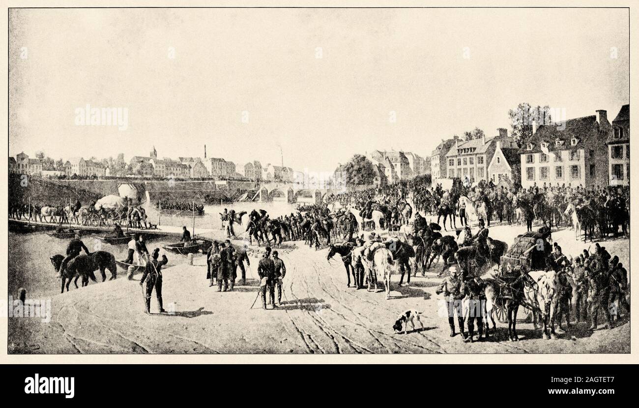 Passage der Seine zu Corbeil von der 2. Bayerischen Armeekorps. Die Belagerung von Paris ist eine Folge des deutsch-französischen Krieges von 1870. Ab 17. September Stockfoto