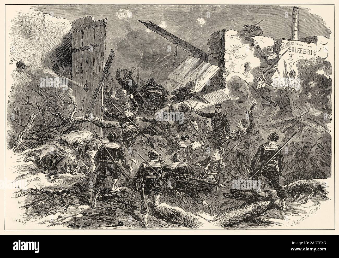 Aus dem Suifferie du Bourget, die von den Marines. Die Belagerung von Paris, vom 19. September 1870 bis 28. Januar 1871, und die damit verbundene Besetzung des Stockfoto