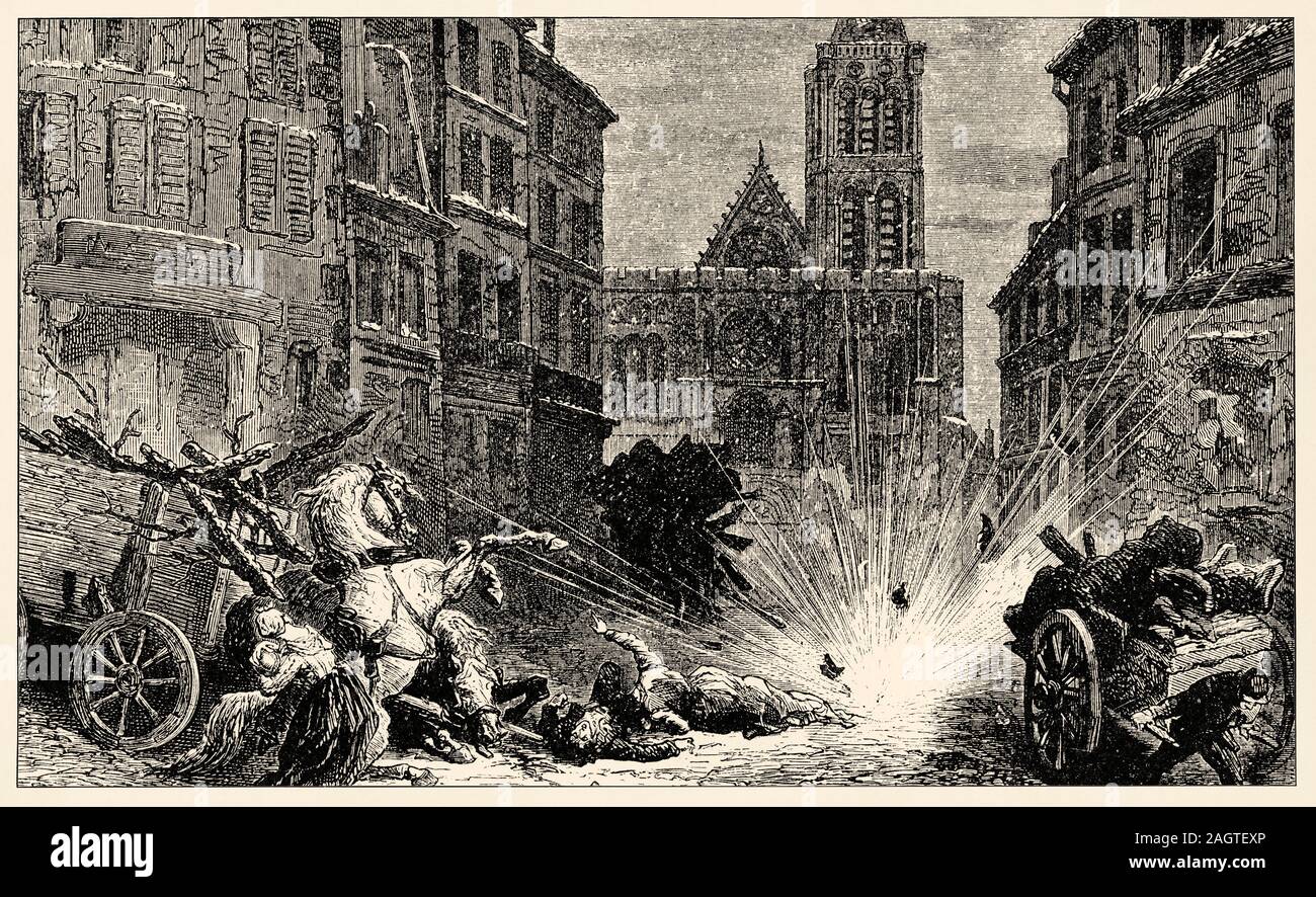 Bombardierung der Stadt Saint-Denis. Die Belagerung von Paris, vom 19. September 1870 bis 28. Januar 1871 und der daraus folgenden Besetzung der Stadt durch die Stockfoto