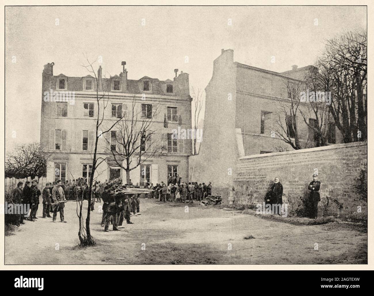 Ausführung der Generäle Clement Thomas und Lecomte am 18. März 1871. Die Pariser Kommune ist eine aufständische Periode in der Geschichte von Paris, vom 18. März Stockfoto