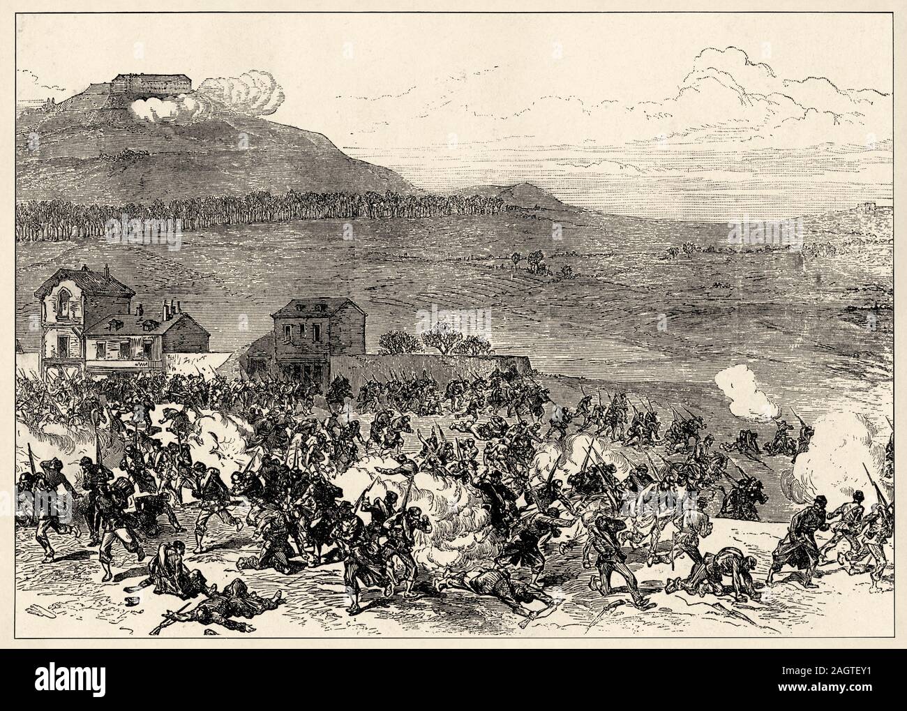 Der Bürgerkrieg in Paris, eine Truppe gemeinsame Truppen in Nanterre. Die Pariser Kommune ist eine aufständische Periode in der Geschichte von Paris, vom 18. März 1871 Stockfoto