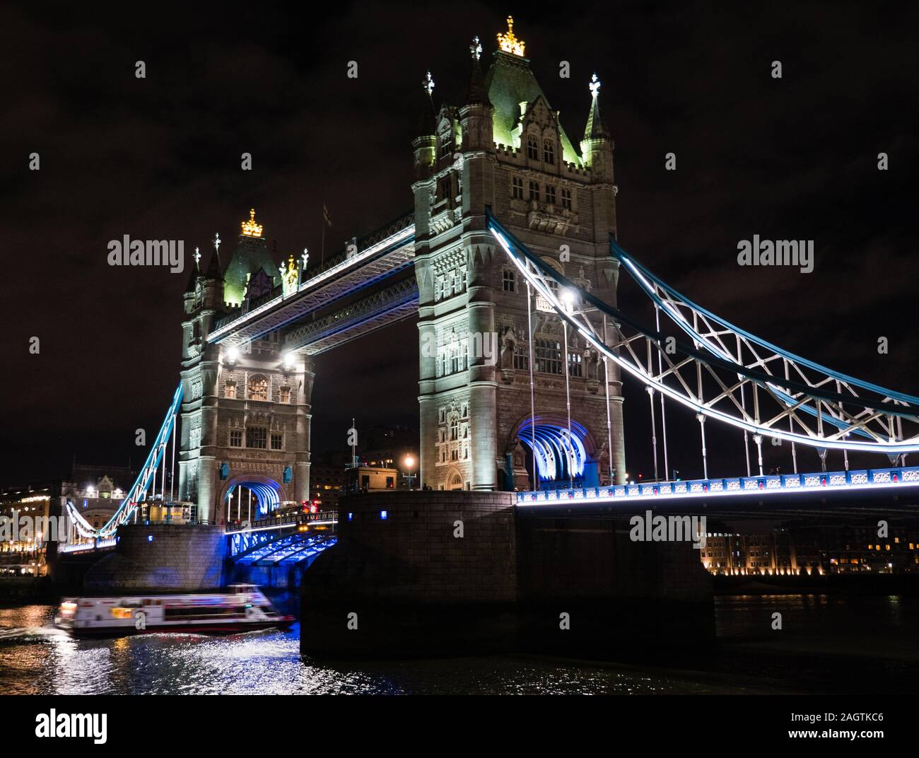 Tower Bridge, Nachts, Themse, London, London, England, UK, GB. Stockfoto
